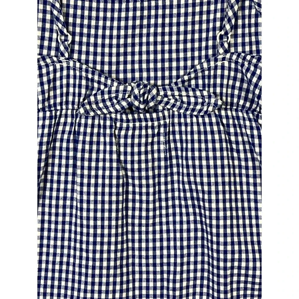 Old Navy Top‎ Youth Girls Gingham Spaghetti Straps Blue White Summer Picnic LG